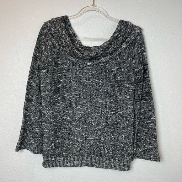 MELROSE & MARKET Black Heathered Off The Shoulder Sweater w/ Back Opening Size M - Picture 1 of 8
